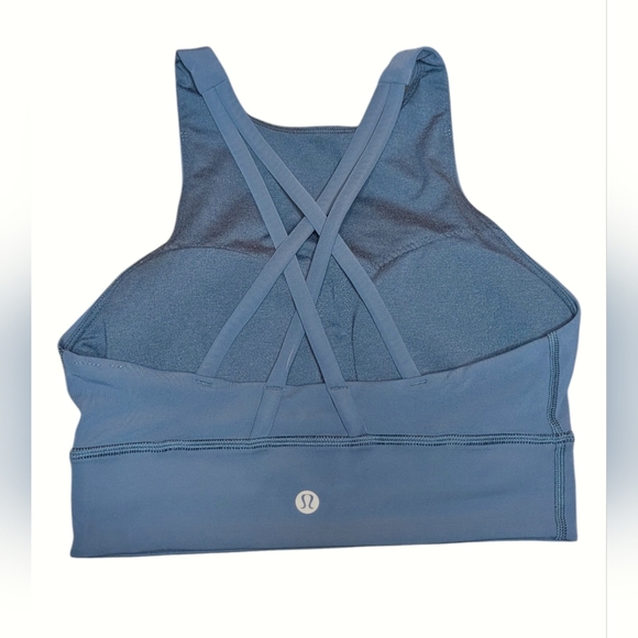 Lululemon Energy Bra High Neck Long Line Iron Blue Size 4 Medium Support - Picture 8 of 12